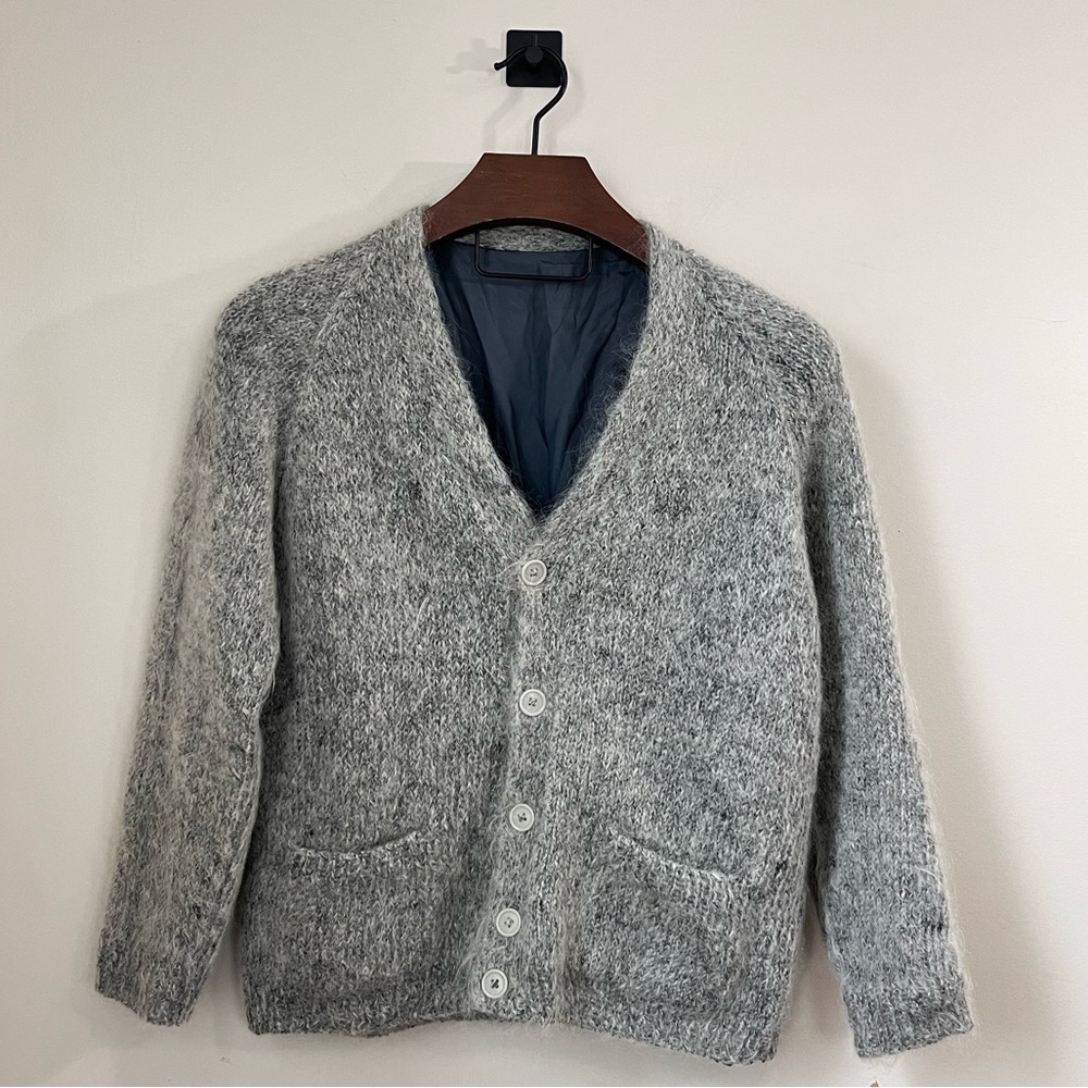 Artisan Hand-Knit Wool Mohair Grandpa Cardigan
